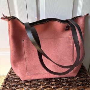 New Portland Leather Goods medium zip tote in flamingo!